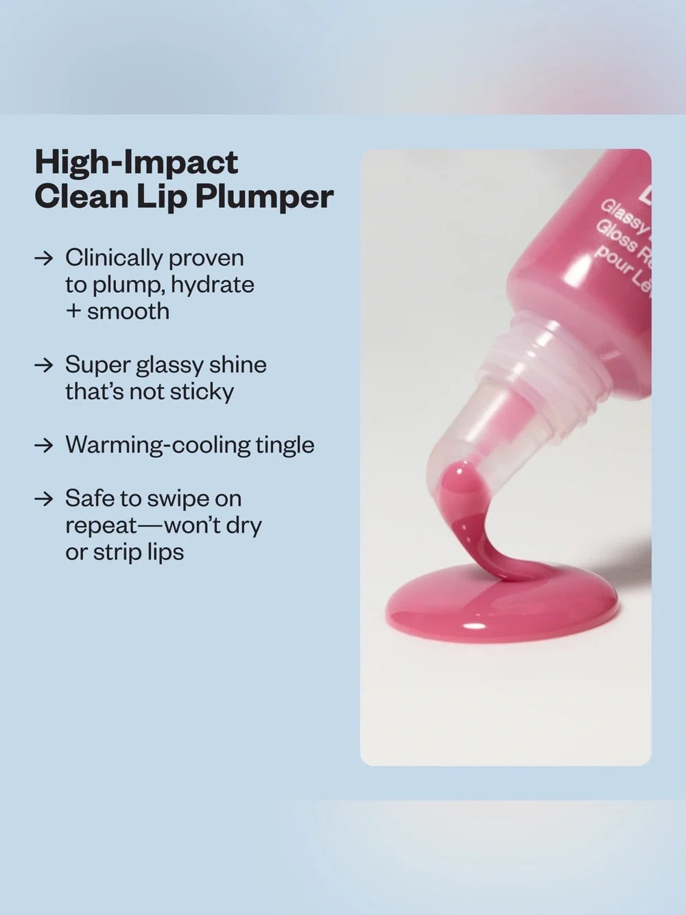 NWT Kosas Lip Pulse - Glassy Lip Plumper in CLEAR IRIDESCENT PINK SHIMMER